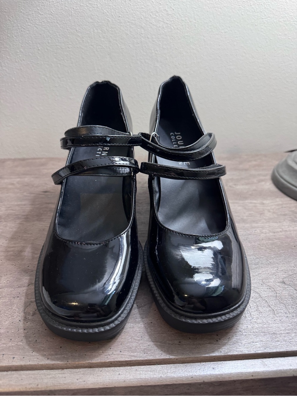 Black Patent Mary Jane Double-Strap Heels